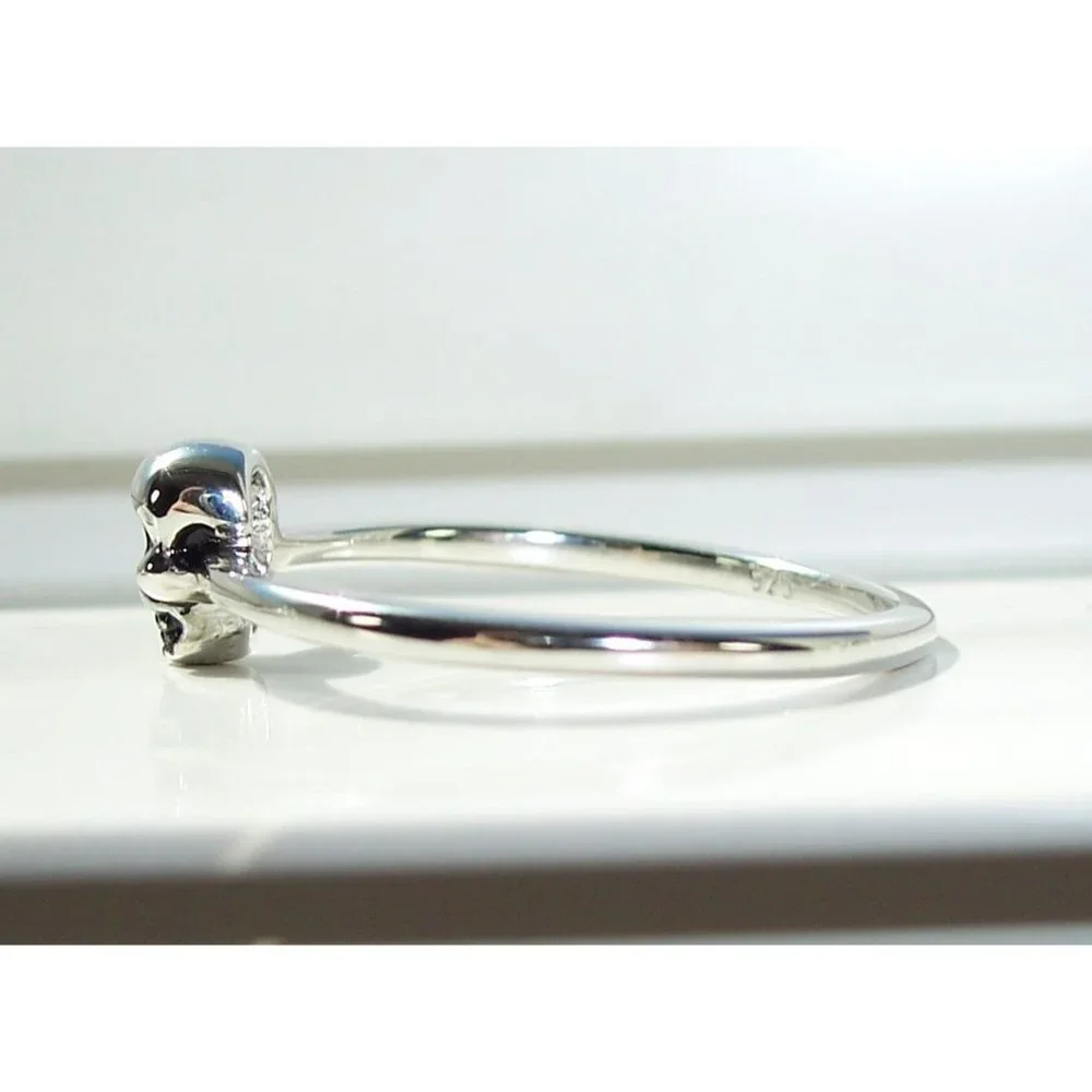 925 STERLING SILVER Dainty Phantom Skull Ring Goth Punk - Picture 7 of 14